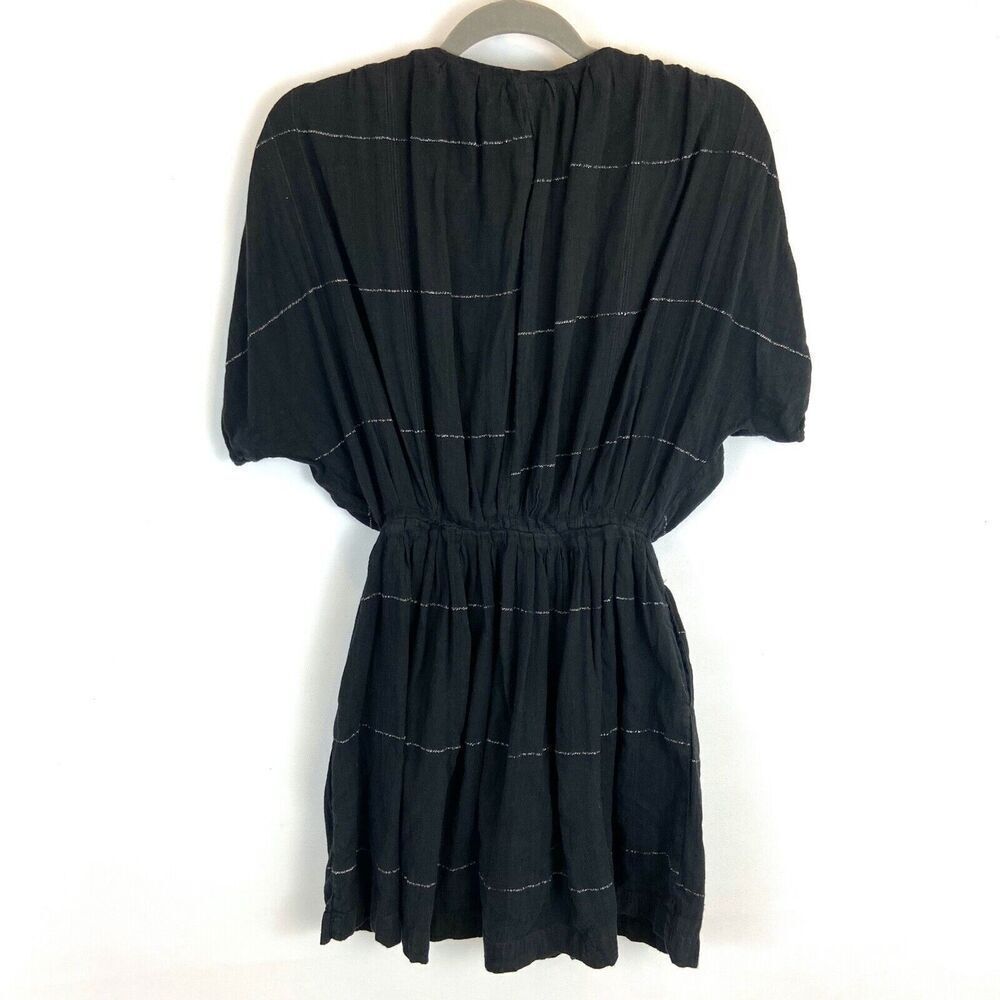 Ace & Jig Mini Dress Women's S‎ Black V Neck Dark Academia Short Sleeve - Picture 2 of 7